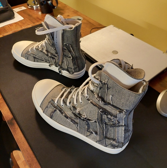 Rick Owens DRKSHDW Slashed Sneakers Mineral Pearl / Milk, size 11. - Picture 6 of 12